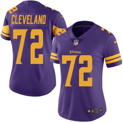 Nike Minnesota Vikings #72 Ezra Cleveland Purple Women's Stitched NFL Limited Rush Jersey